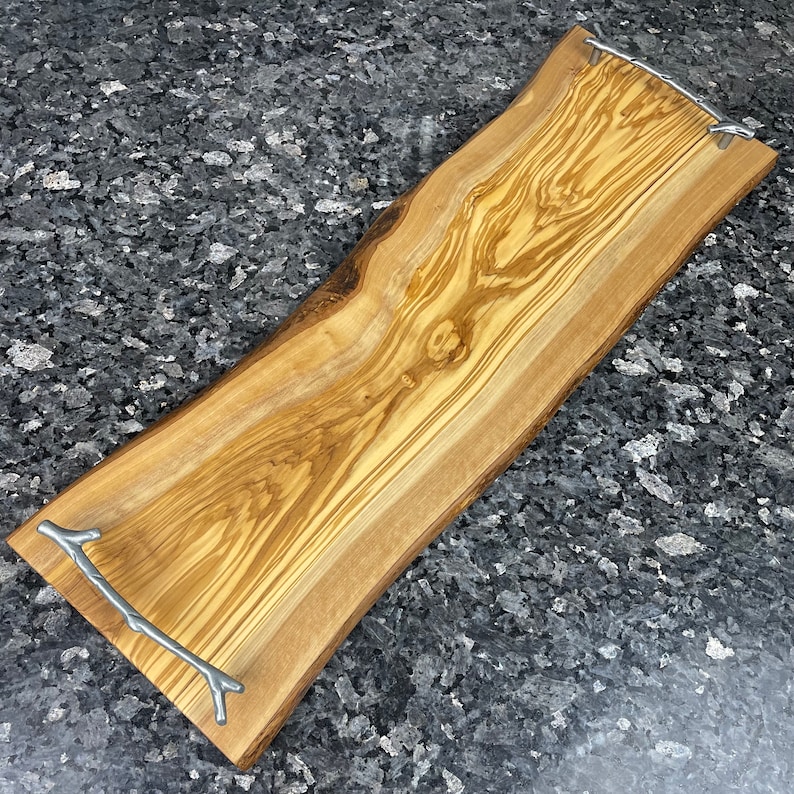 Olive Wood Charcuterie Board Serving Board With Handles Etsy