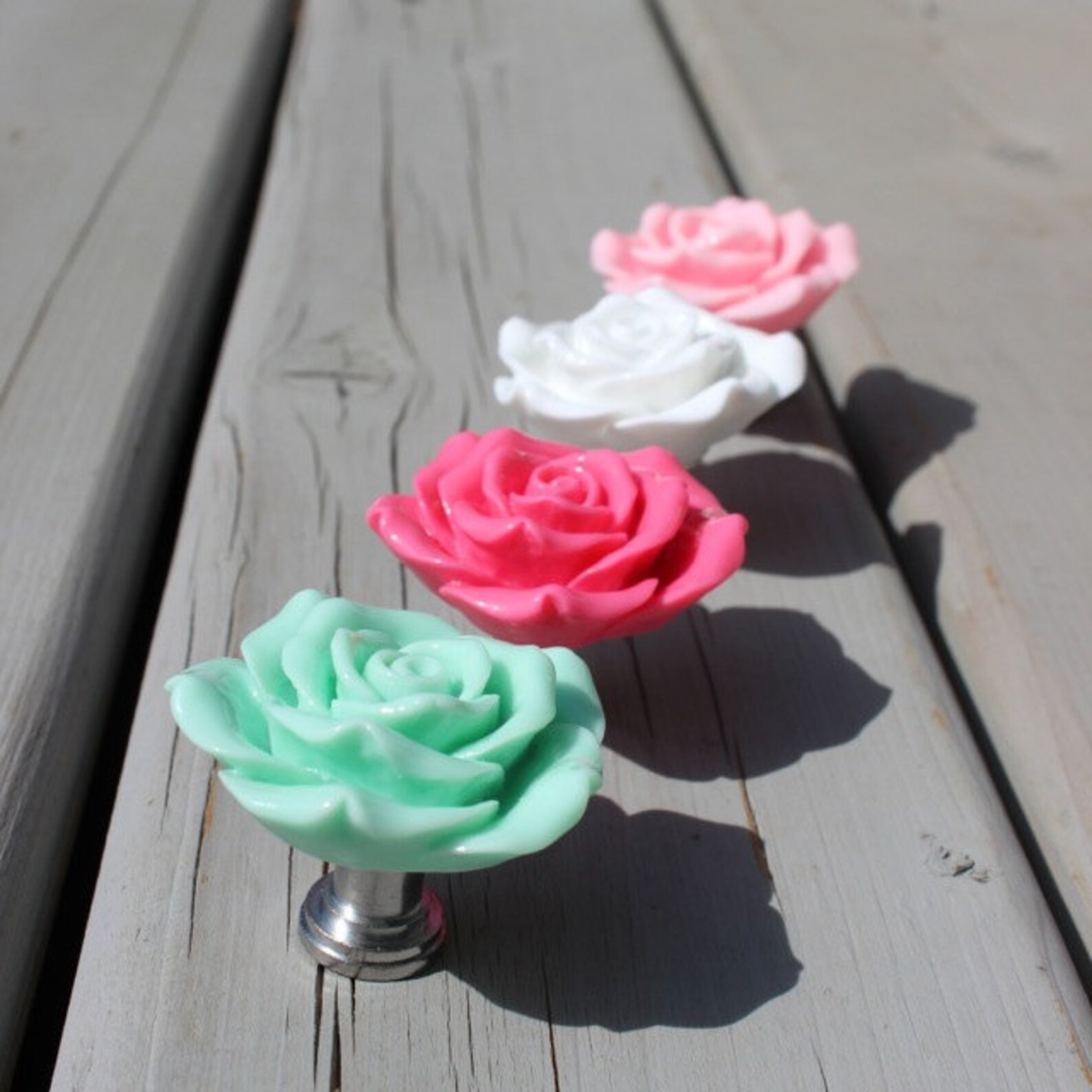 Mint Green Flower Drawer Knobs Mint Rose Knobs Etsy
