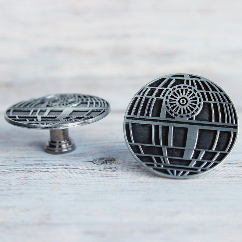 SET of 2 Star Wars Drawer Knobs Metal Death Star Etsy