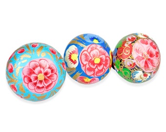 Bohemian Drawer Knobs with Flowers - Cabinet Knobs with Floral Pattern - Hand Painted cabinet Hardware