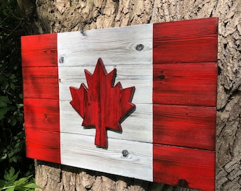 Rustic Wood Canadian Flag - 20' x 30"  Burnt Cedar Shou Sugi Ban Flag of Canada - Wall Decor for Cottage or Lake House
