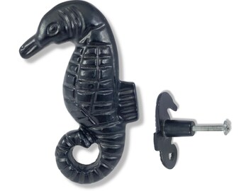 Black Seahorse drawer knobs Cabinet Knobs for Nautical Decor Metal Ocean Beach House Coastal Decor