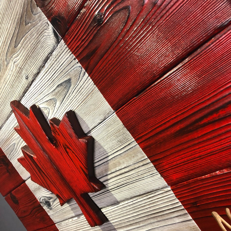 Rustic Wood Canadian Flag 20' x 30 Burnt Cedar Etsy