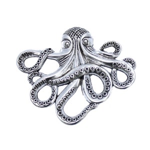 Octopus Drawer knobs for your Coastal Home - Octopus Cabinet Knobs Nautical Decor -Silver Metal Octopus Knob