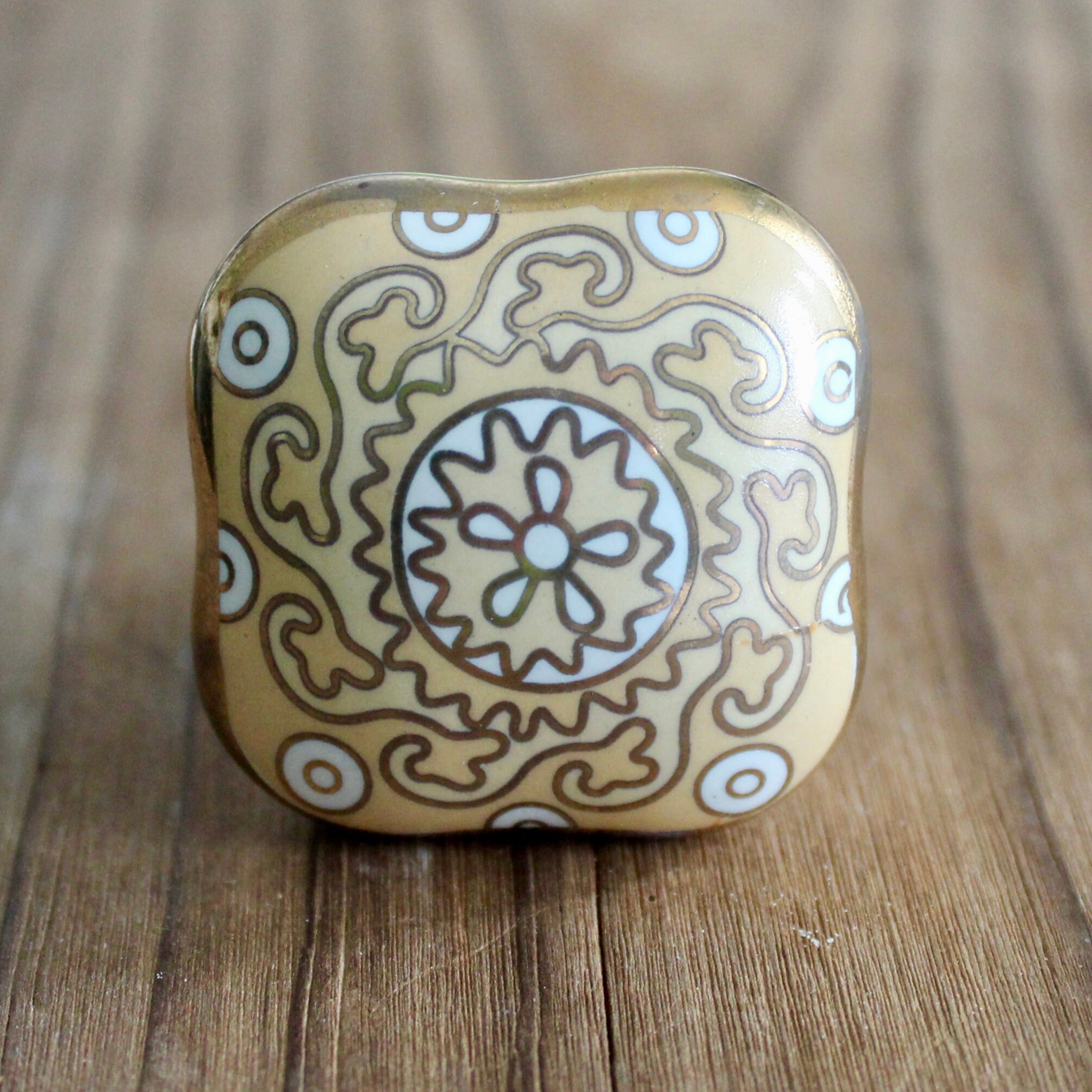 Art Deco Drawer Knob Square Art Deco Cabinet Knob Orange Etsy