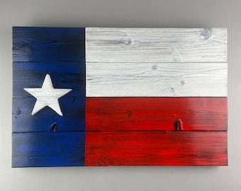 Wood Texas Flag Rustic 30" x 19.5”- Burnt Wood Flag of Texas for Indoor or Outdoor - Personalized Texas Gift for Decor