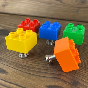 Kids Drawer Knob made with Toy Brick - Duplo cabinet Knobs for dresser - Colorful Cabinet Hardware Kids room decor