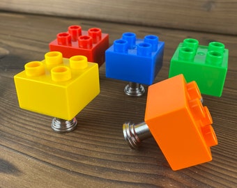 Kids Drawer Knob made with Toy Brick - Duplo cabinet Knobs for dresser - Colorful Cabinet Hardware Kids room decor