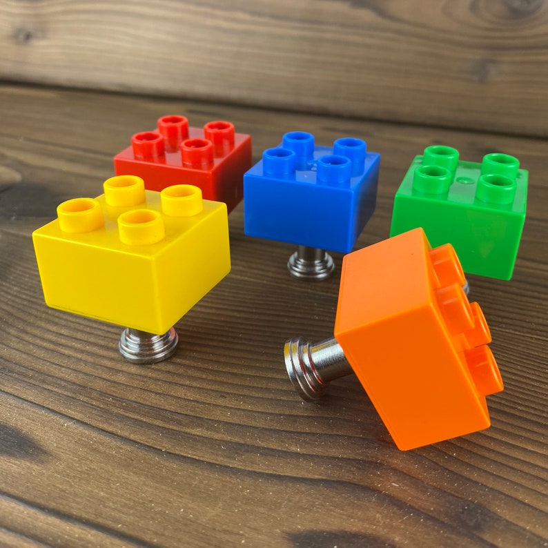 Kids Drawer Knob made with Toy Brick Duplo cabinet Knobs for dresser Colorful Cabinet Hardware Kids room decor image 1