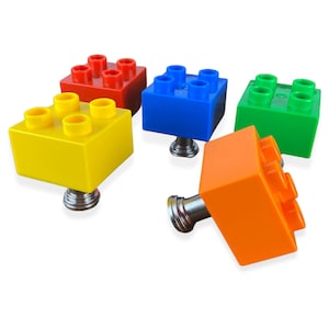 Kids Drawer Knob made with Toy Brick Duplo cabinet Knobs for dresser Colorful Cabinet Hardware Kids room decor image 2