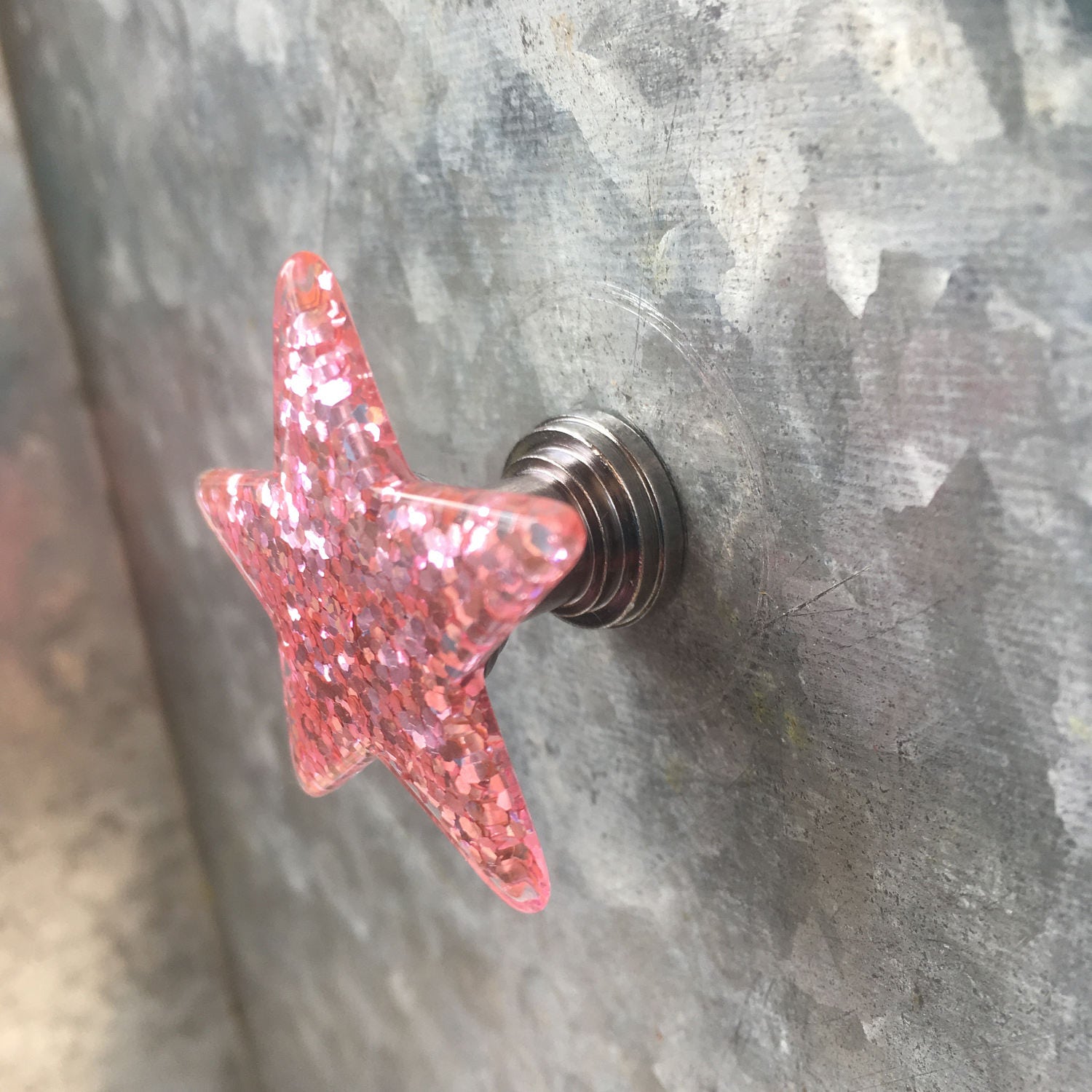Pink Glitter Star Drawer Knob Knob Star Shaped Made Etsy