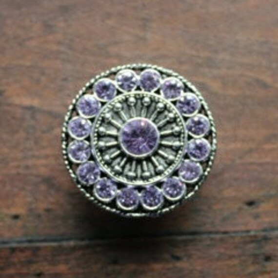 Purple Crystal Drawer Knobs In Silver Metal Crystal Glass Etsy