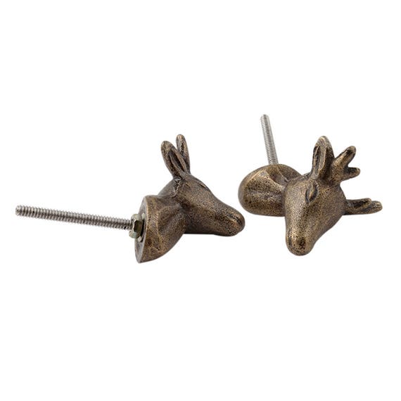 Deer Head Drawer Knobs Deer Cabinet Knobs Rtg49 Etsy