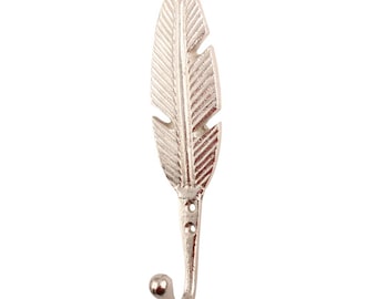 Feather Wall Hook in Silver Metal