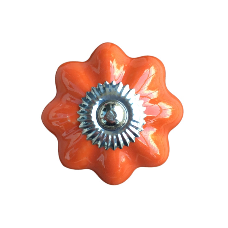 Pumpkin Orange Drawer Knob Ceramic Drawer Knob In Pumpkin Etsy