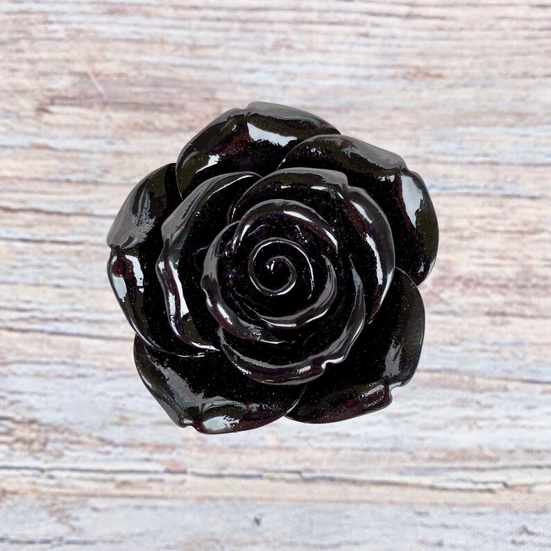 Black Rose Flower Drawer Knobs Rose Knobs in Black Etsy
