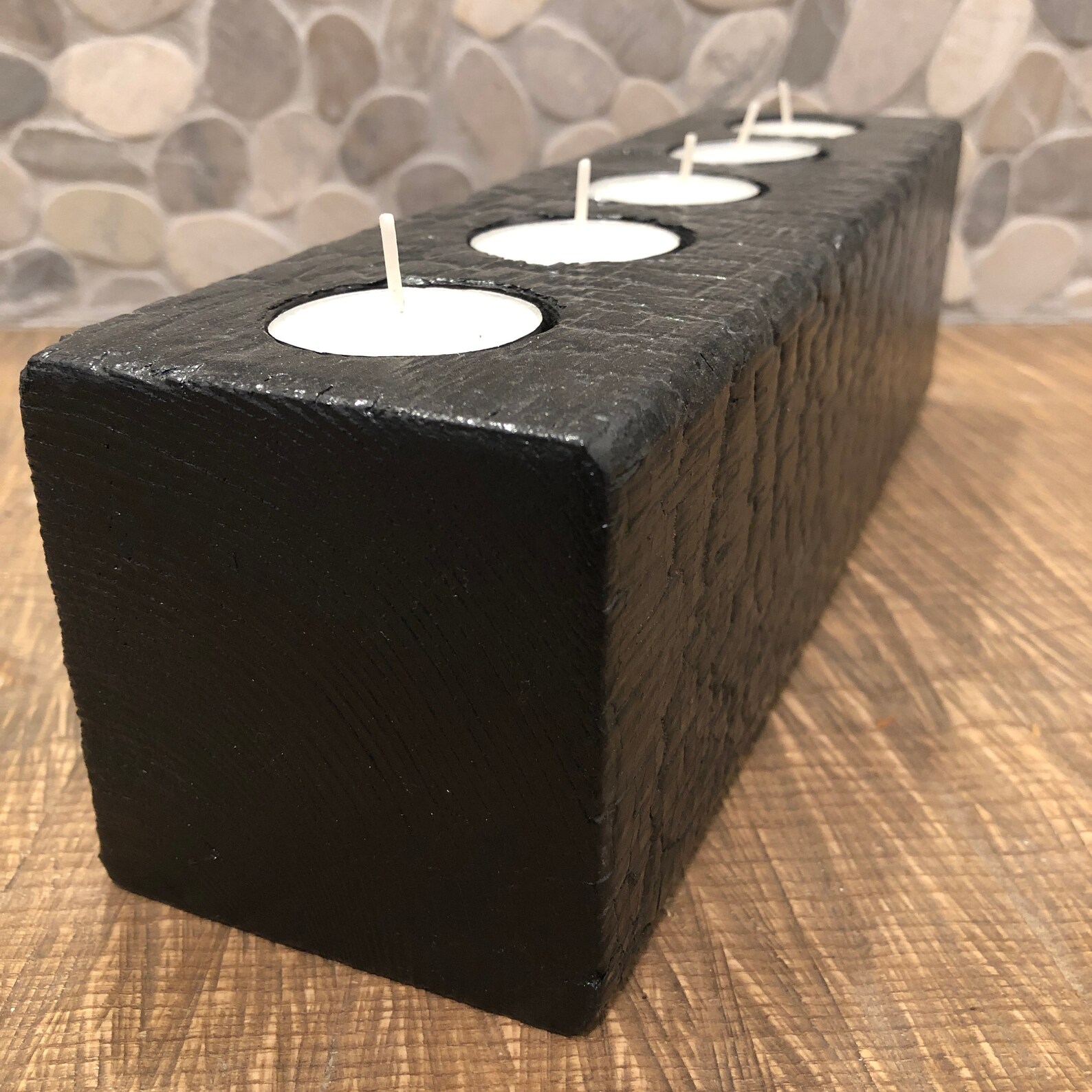 Light Blue Tea Light Holder Shou Sugi Ban Candle Holder Etsy