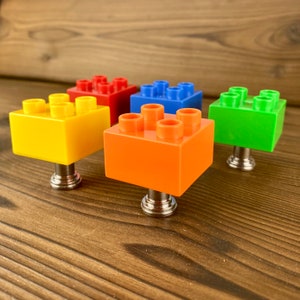 Kids Drawer Knob made with Toy Brick Duplo cabinet Knobs for dresser Colorful Cabinet Hardware Kids room decor image 7