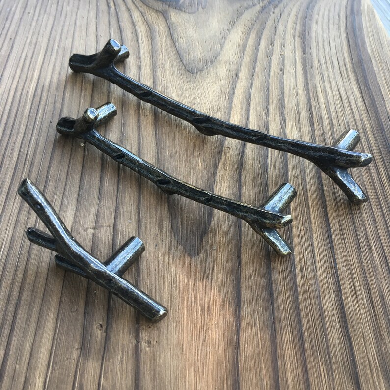 Brass Branch Drawer Knobs And Pulls Rustic Drawer Pulls Etsy