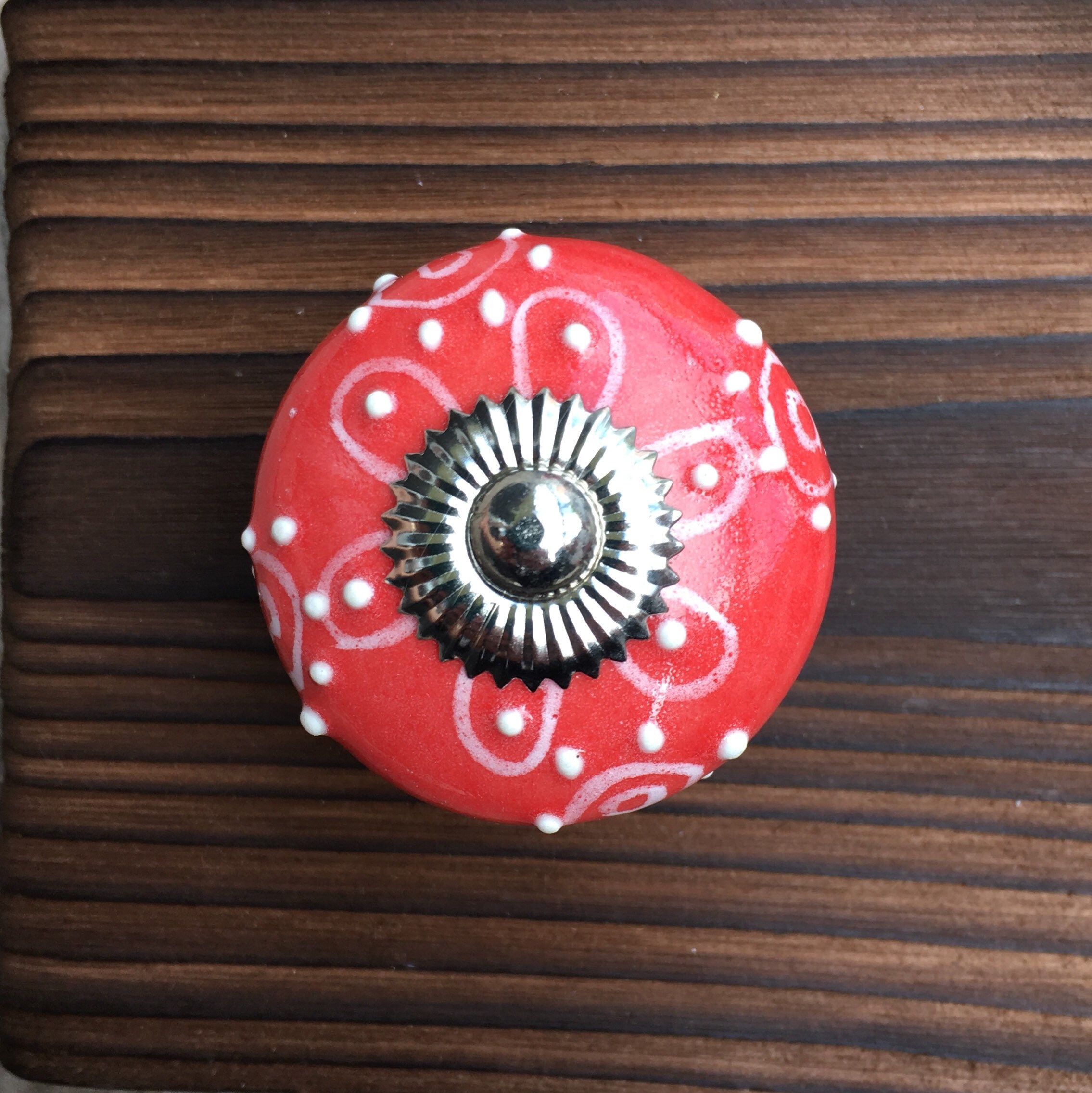 Red and White Ceramic Drawer Knobs Knobs Furniture Etsy