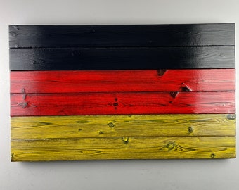 German Flag Made of Wood 15” x 30"  Burnt Cedar Shou Sugi Ban Flag of Germany - Decor for Cottage