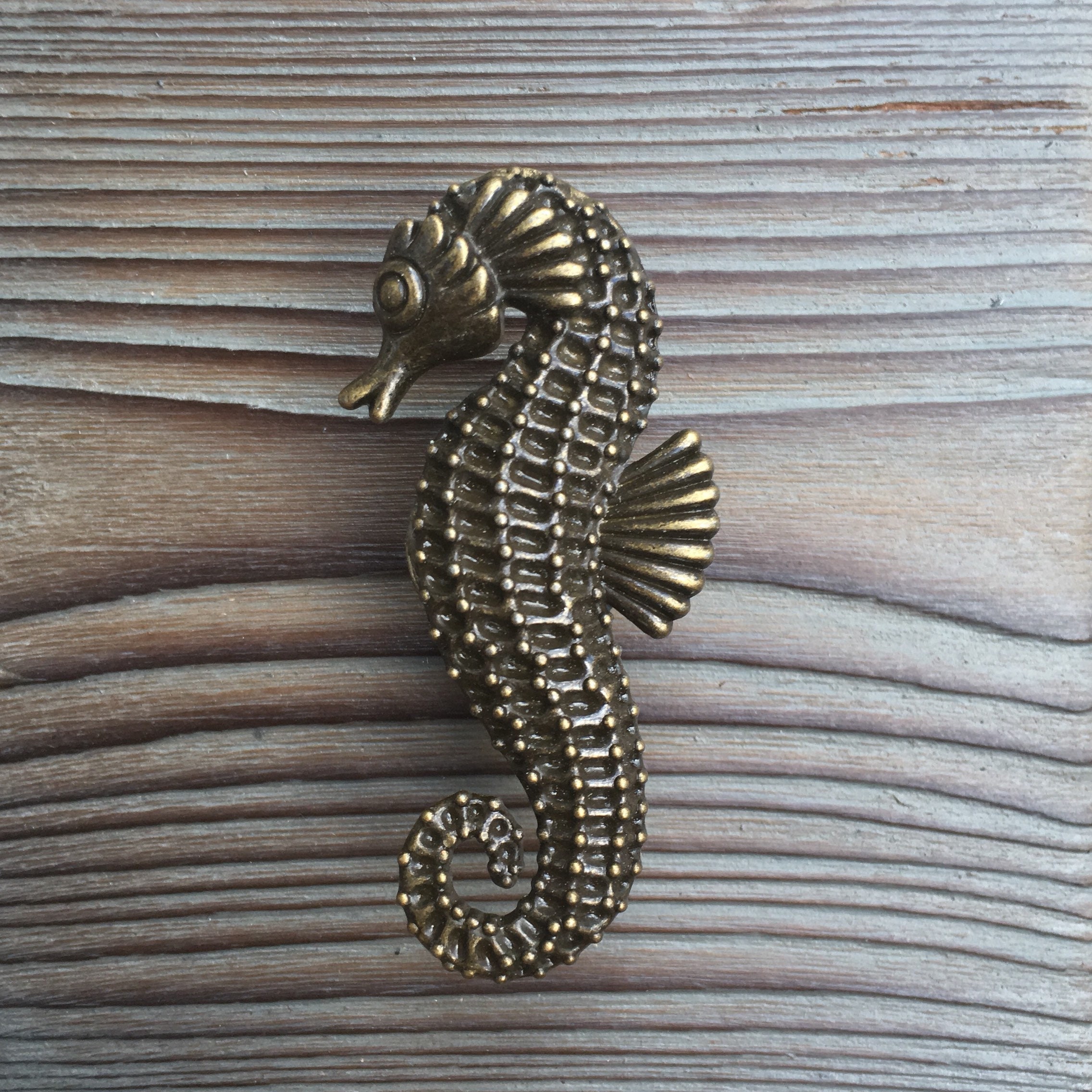 Seahorse Drawer Knobs Cabinet Pulls In Brass Toned Metal Etsy