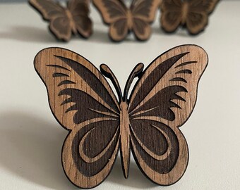 Butterfly Drawer Knobs in Walnut - Insect Cabinet Knobs - Furniture Hardware