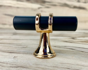 Black Drawer Knob made of gold metal and black bar - Tube Cabinet Hardware -  CLEARANCE SALE