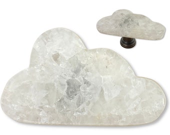 Clear Quartz Cloud Cabinet Knob - Cloud Shaped Stone Drawer Hardware