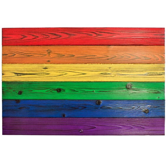 Pride Flag Rainbow Flag Wooden Pride Flag Porch Decor LGBTQ Flag Home ...