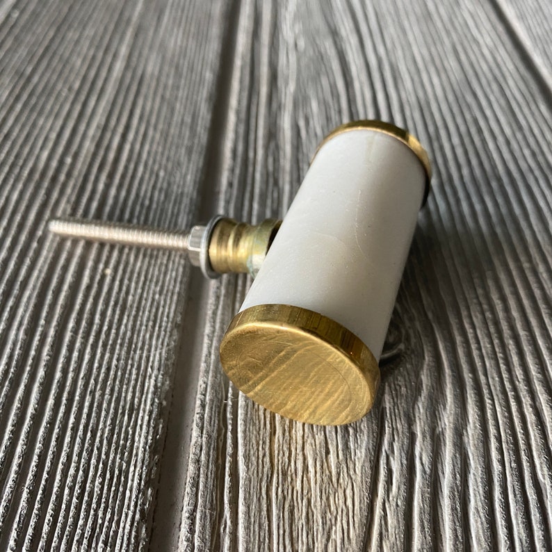 Marble Drawer Knobs in White With Gold Modern Stone Knobs - Etsy