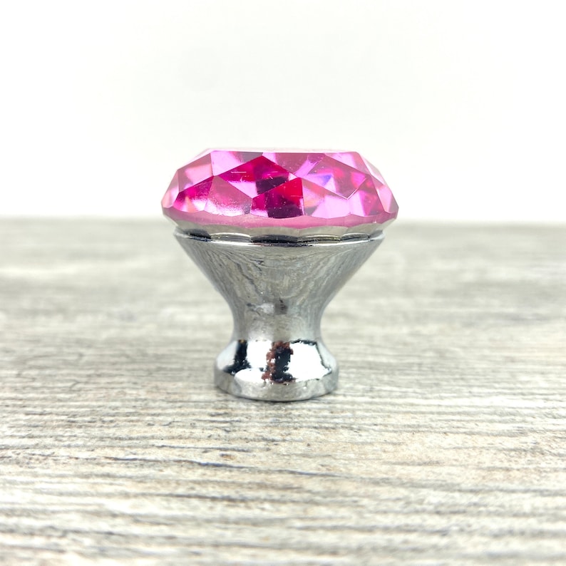 Pink Glass Drawer Knobs Diamond Shaped Glass Knobs Etsy