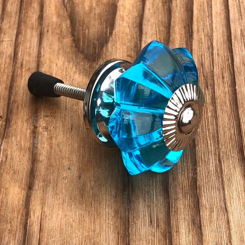 Türkis Glas Schublade Schrank Knöpfe GlasKnöpfe mit Silber | Etsy