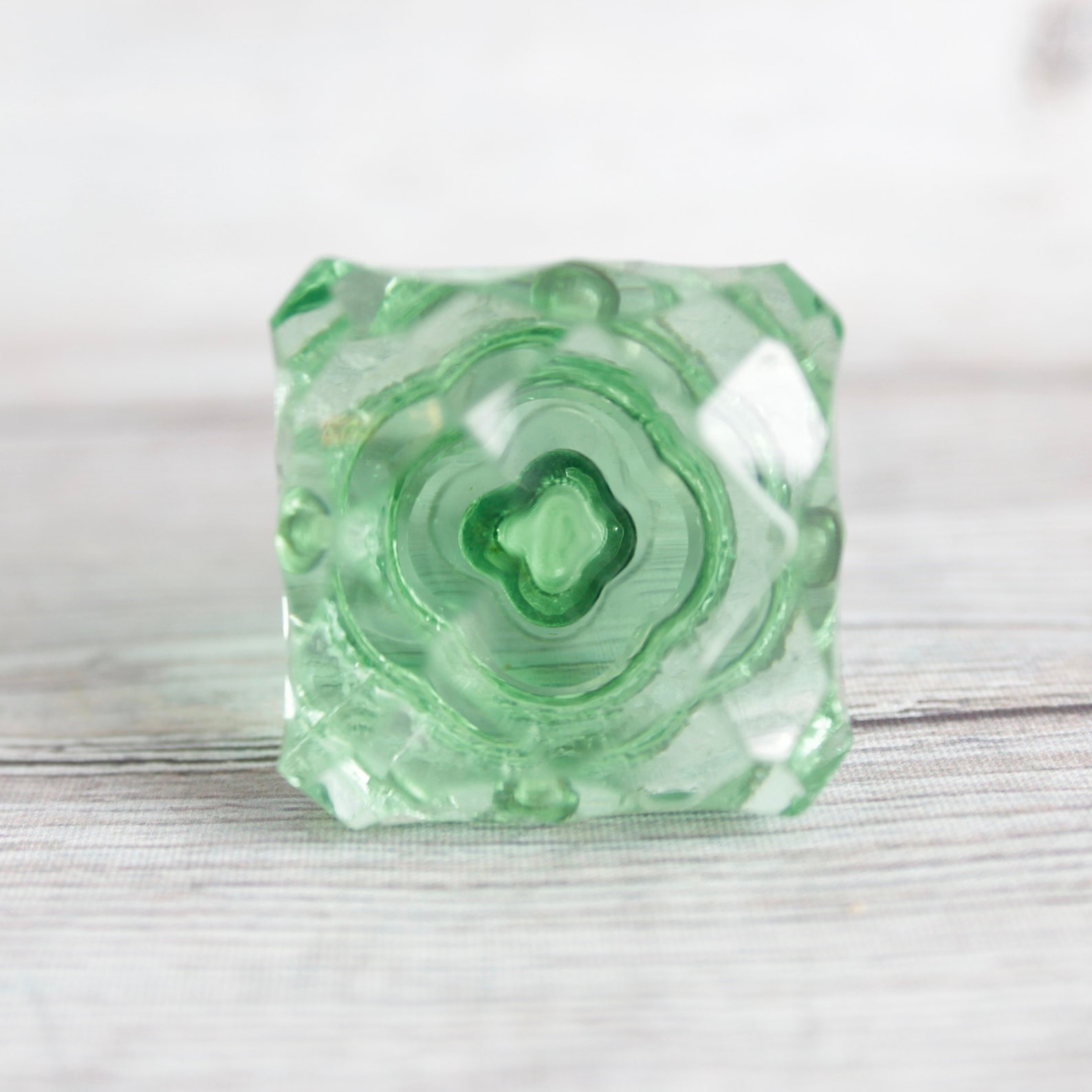 Green Glass Drawer Knobs Square Hardware Bathroom Etsy