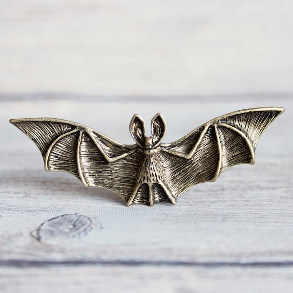 Metal Brass Bat drawer knobs - bat cabinet knobs for your Gothic Home Decor - Animal Shaped dresser knobs