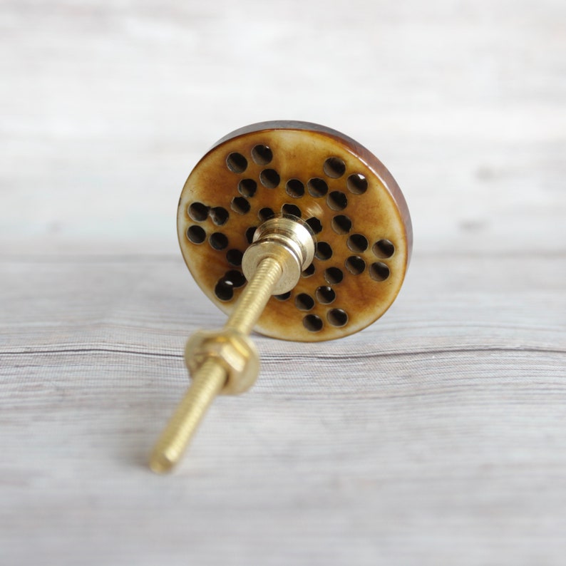Resin Drawer Knobs With Brass Dots Carved Knobs With Etsy