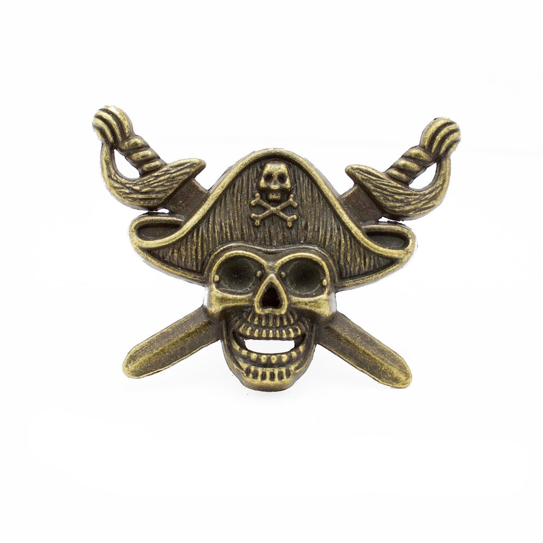 Pirate Skull No Solicitors Solid Brass Plaque | Antique Finish | 5.25" X 4" | Jones Peak Trading Post