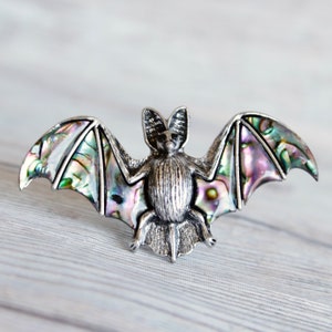Bat Cabinet knobs for Gothic Home Decor - Bat Drawer Knobs with Abalone Pearl Inlay