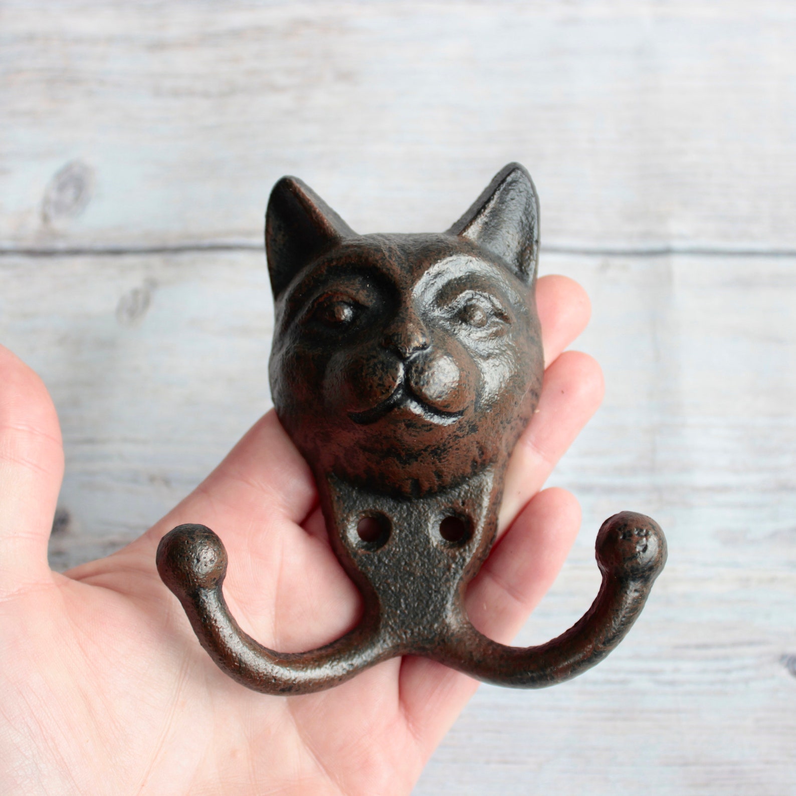 Cast Iron Cat Wall Hook Cat Head Double Coat Hook Towel Etsy