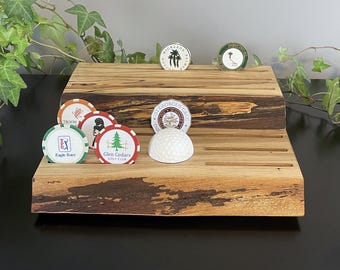 Golf Ball Marker Holder Made of Wood - Golf Ball Marker Display Rack - Gift for Golfer