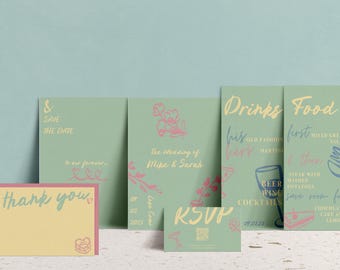 PASTEL BRIDE | Wedding Template | Editable Wedding Stationery Set | Digital Download | Printable Wedding Invites | Customizable Set