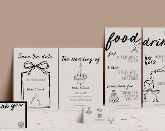 CHIC BRIDE | Wedding Template | Editable Wedding Stationery Set | Digital Download | Printable Wedding Invites | Customizable Set