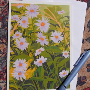 Carte de voeux Asters de la Nouvelle-Angleterre pour amoureux des fleurs, amoureux de la nature, oeuvre d'art par Jessie Lozanski