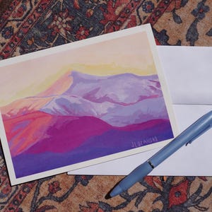 Cartão de felicitações do Monte Washington Alpenglow Amante de New Hampshire Amante da natureza Obra de arte de Jessie Lozanski