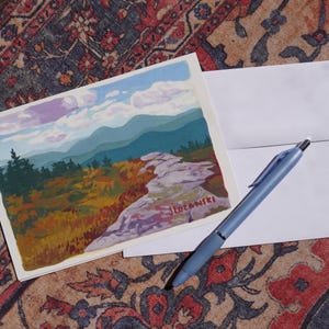 Cartão de felicitações Summer Mountains Amante do Maine Amante da natureza Obra de arte de Jessie Lozanski