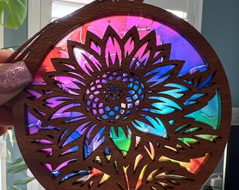 Sunflower Suncatcher/Charm SVG file for laser