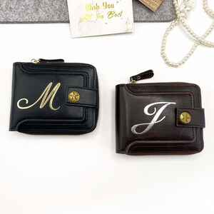 Cartera con nombre personalizada en plata dorada, regalo para papá, cartera para hombre, regalo para padrinos de boda, cartera con foto y nombre personalizado, regalo de aniversario, regalo para él