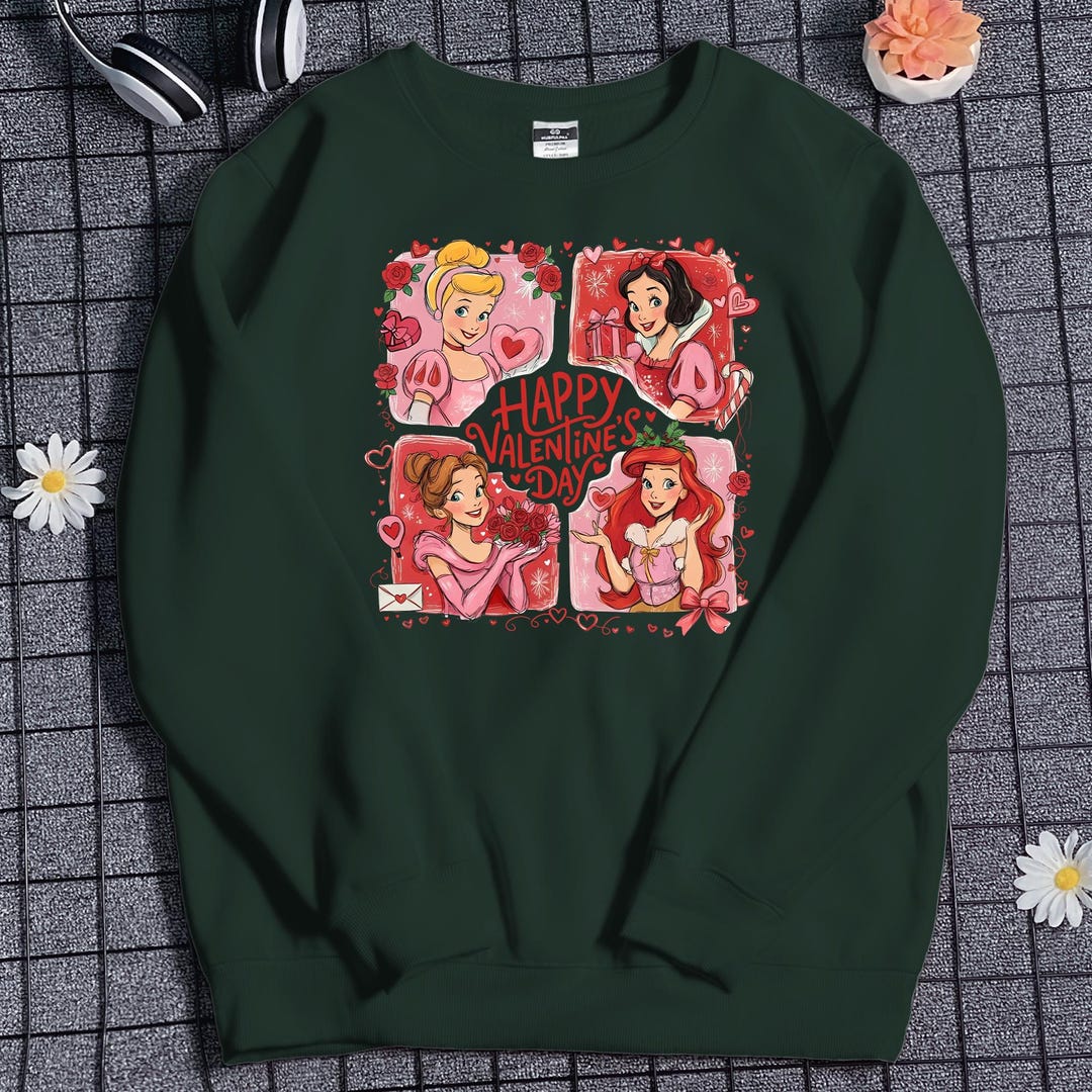 Pink Princess Sweatshirt, Happy Valentines Unisex Sweatshirt, Matching ...