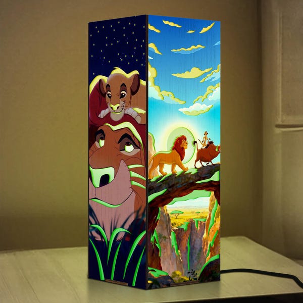 Lion King Light Box, Simba Lion King Night Light, Animal Kingdom Themed Wood Lamp, Lion King Wood Decor, Simba Fan Gifts, Wood Gifts