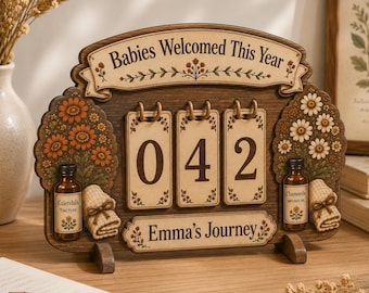Personalisiertes Hebammen-Baby-Tracker-Schild, individuell gestaltete Geburtsstation aus Holz, Geschenk für Doulas und Geburtshelferinnen, Schild „Babys in diesem Jahr willkommen“